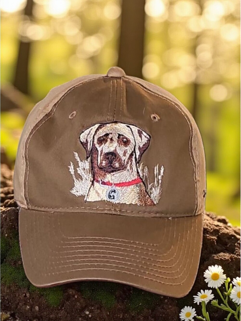 Cabella’s Cap Labrador Retriever Dog Script Logo Baseball Hat Field Finest